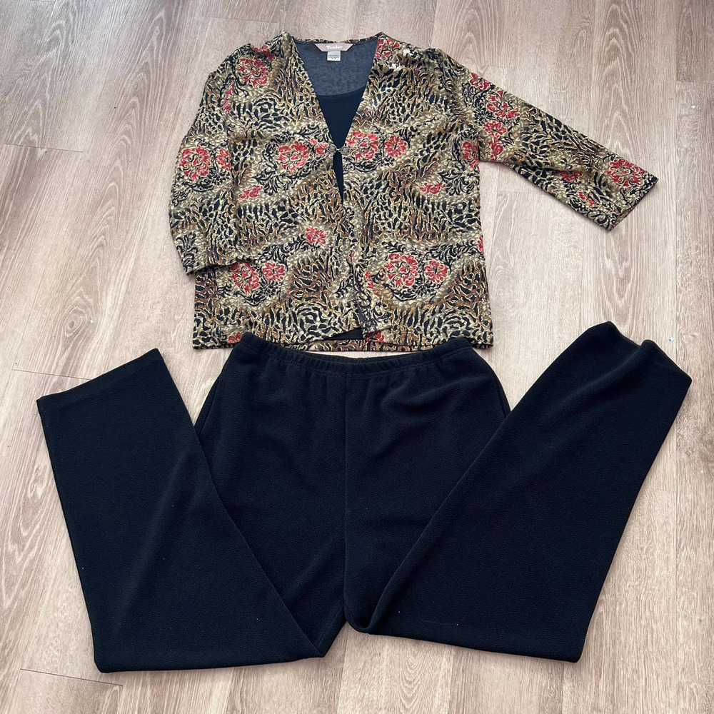 TanJay Medium (12) 2 Piece Black Pants and Blouse